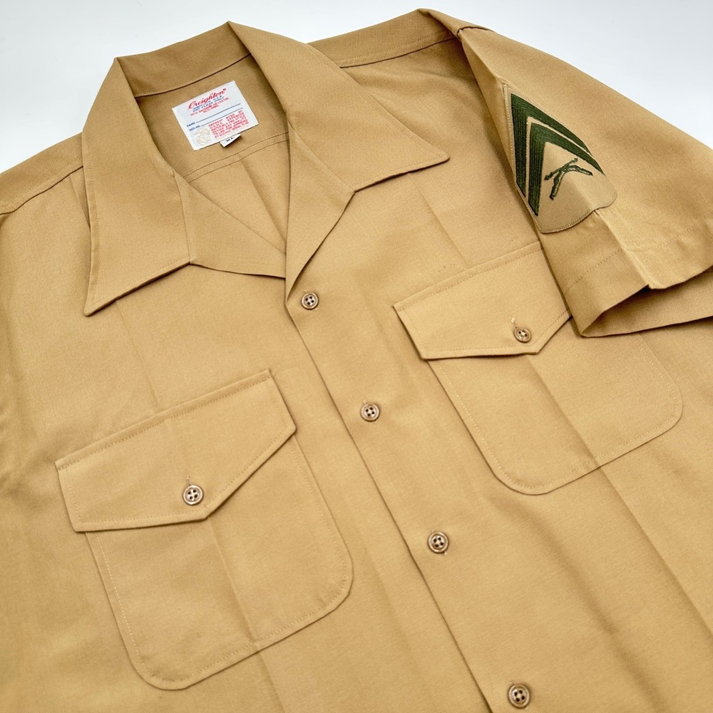 Vintage 1970s 80s USMC Creighton Corporal E4 Khaki Shirt XL Marine Corps Uniform